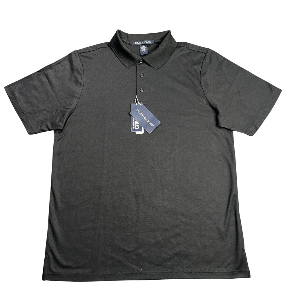 NWT Devon‎ & Jones Men's Large CrownLux Performance Polo Golf Shirt Black DG20
